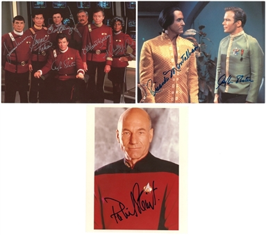 Lot of (14) Star Trek 8 x 10 Photographs Signed Inculding Sir Patrick Stewart, Leonard Nimoy & William Shatner (Beckett PreCert)